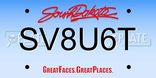 SV8U6T South Dakota License Plate