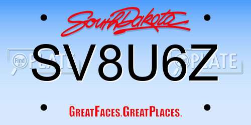 SV8U6Z South Dakota License Plate