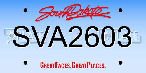 SVA2603 South Dakota License Plate