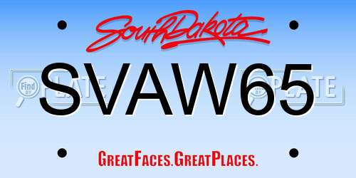 SVAW65 South Dakota License Plate