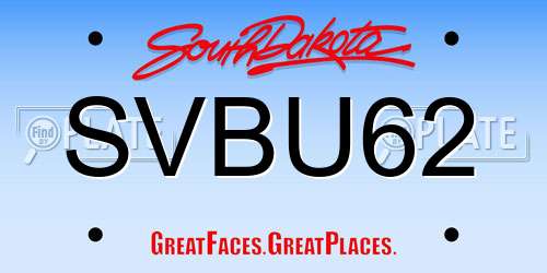 SVBU62 South Dakota License Plate