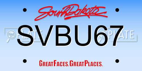 SVBU67 South Dakota License Plate