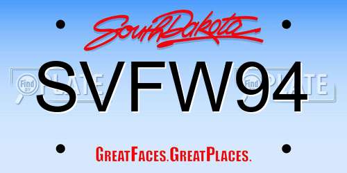 SVFW94 South Dakota License Plate