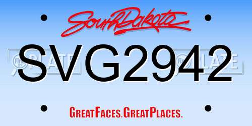 SVG2942 South Dakota License Plate