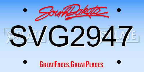 SVG2947 South Dakota License Plate