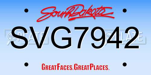 SVG7942 South Dakota License Plate