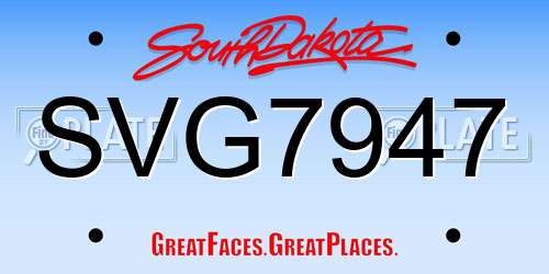 SVG7947 South Dakota License Plate