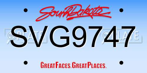 SVG9747 South Dakota License Plate