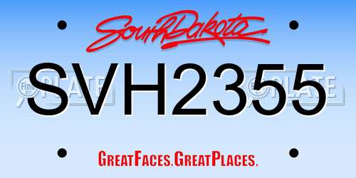 SVH2355 South Dakota License Plate