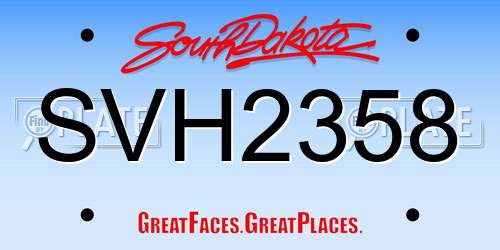 SVH2358 South Dakota License Plate