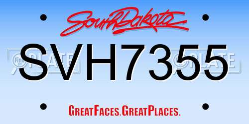 SVH7355 South Dakota License Plate