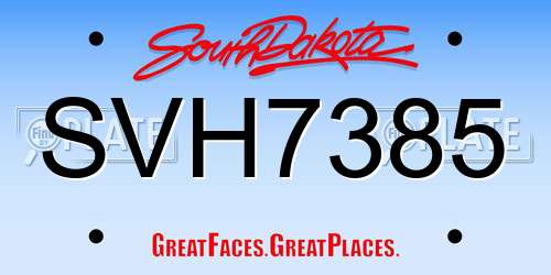 SVH7385 South Dakota License Plate