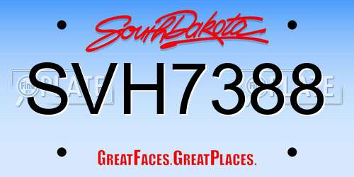 SVH7388 South Dakota License Plate
