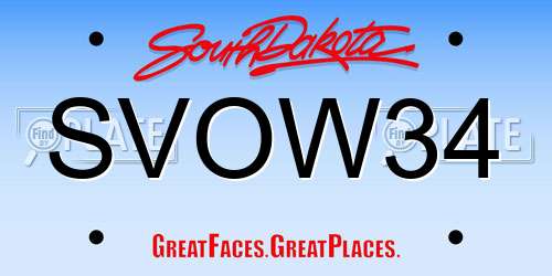 SVOW34 South Dakota License Plate