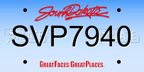 SVP7940 South Dakota License Plate