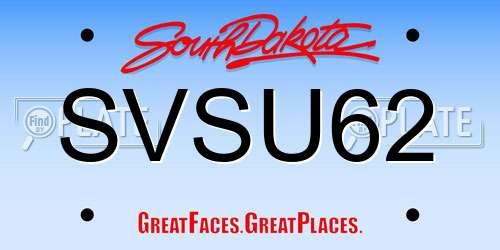 SVSU62 South Dakota License Plate
