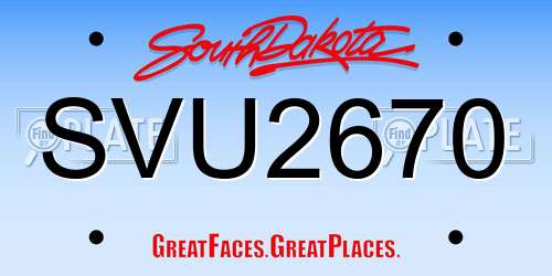 SVU2670 South Dakota License Plate
