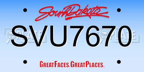 SVU7670 South Dakota License Plate