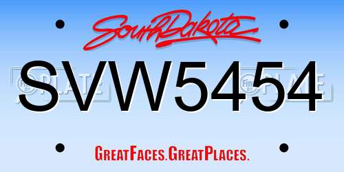 SVW5454 South Dakota License Plate
