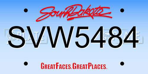 SVW5484 South Dakota License Plate