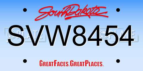 SVW8454 South Dakota License Plate