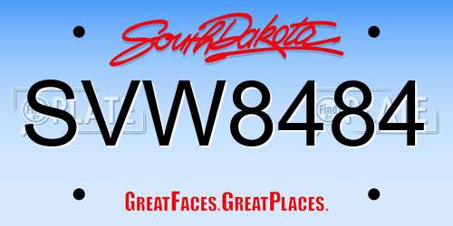 SVW8484 South Dakota License Plate