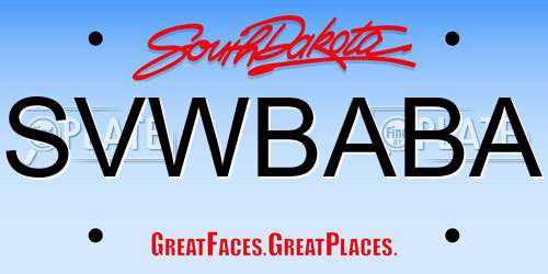 SVWBABA South Dakota License Plate