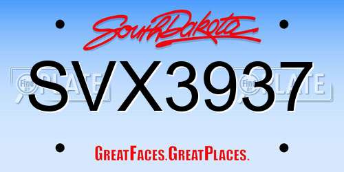 SVX3937 South Dakota License Plate