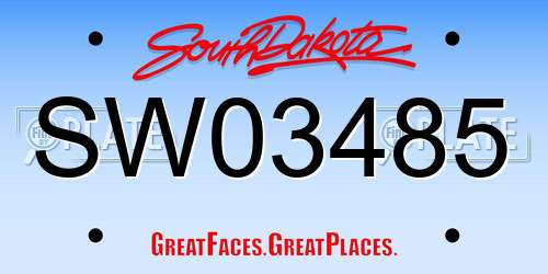 SW03485 South Dakota License Plate