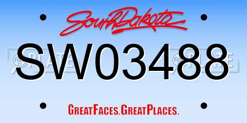 SW03488 South Dakota License Plate
