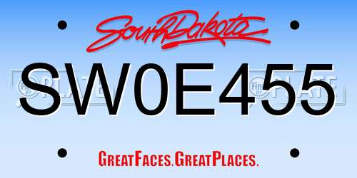 SW0E455 South Dakota License Plate