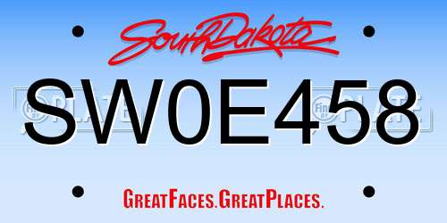 SW0E458 South Dakota License Plate