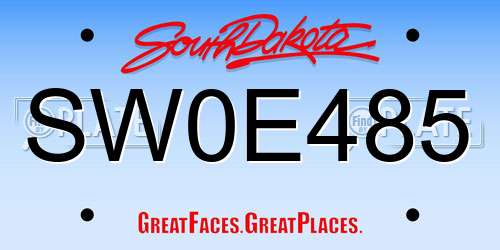 SW0E485 South Dakota License Plate