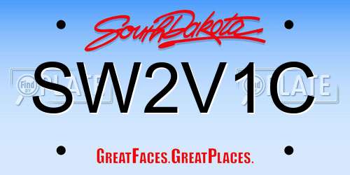 SW2V1C South Dakota License Plate