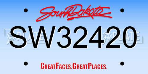 SW32420 South Dakota License Plate