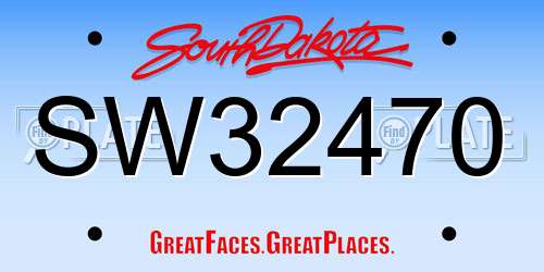 SW32470 South Dakota License Plate