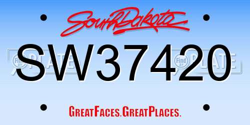 SW37420 South Dakota License Plate
