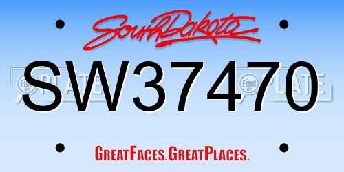 SW37470 South Dakota License Plate