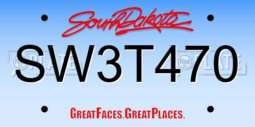SW3T470 South Dakota License Plate