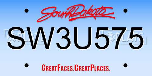SW3U575 South Dakota License Plate