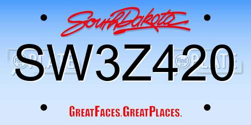 SW3Z420 South Dakota License Plate