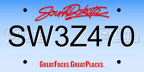 SW3Z470 South Dakota License Plate