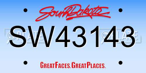 SW43143 South Dakota License Plate