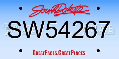 SW54267 South Dakota License Plate