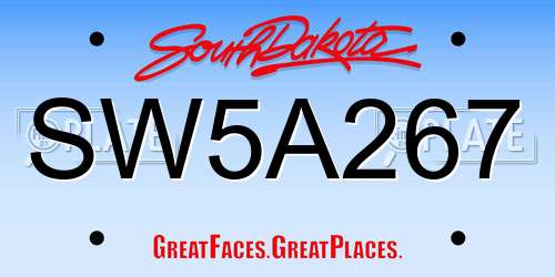 SW5A267 South Dakota License Plate