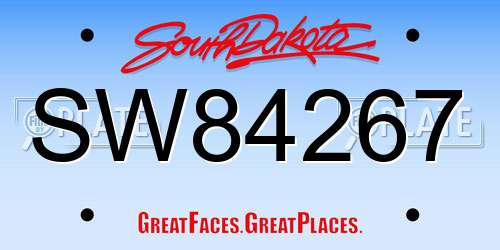 SW84267 South Dakota License Plate