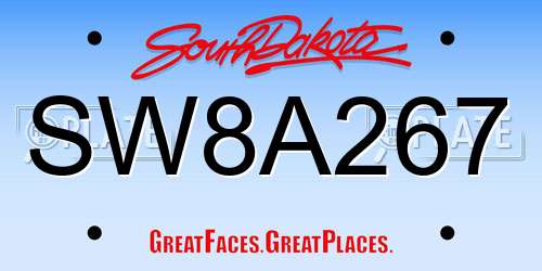 SW8A267 South Dakota License Plate