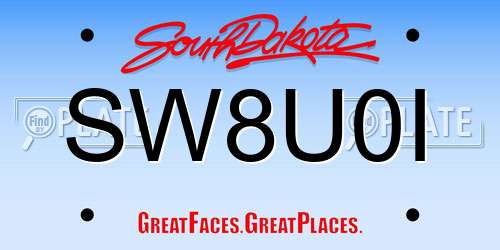 SW8U0I South Dakota License Plate