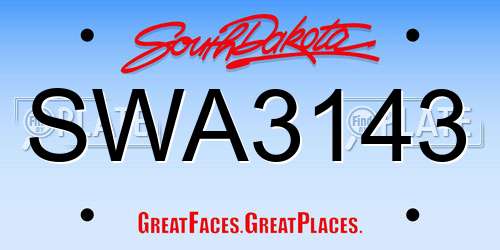 SWA3143 South Dakota License Plate