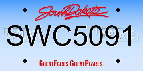 SWC5091 South Dakota License Plate
